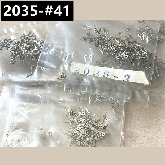 Set of 3mm silver second hands for Miyota 2035 quartz watch movements, perfect for replacements.