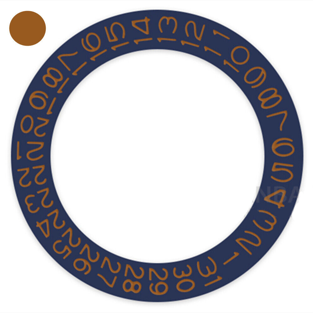 Russet brown font disk date wheel on denim blue background for Miyota NH35 NH36 watches by Russet Brand