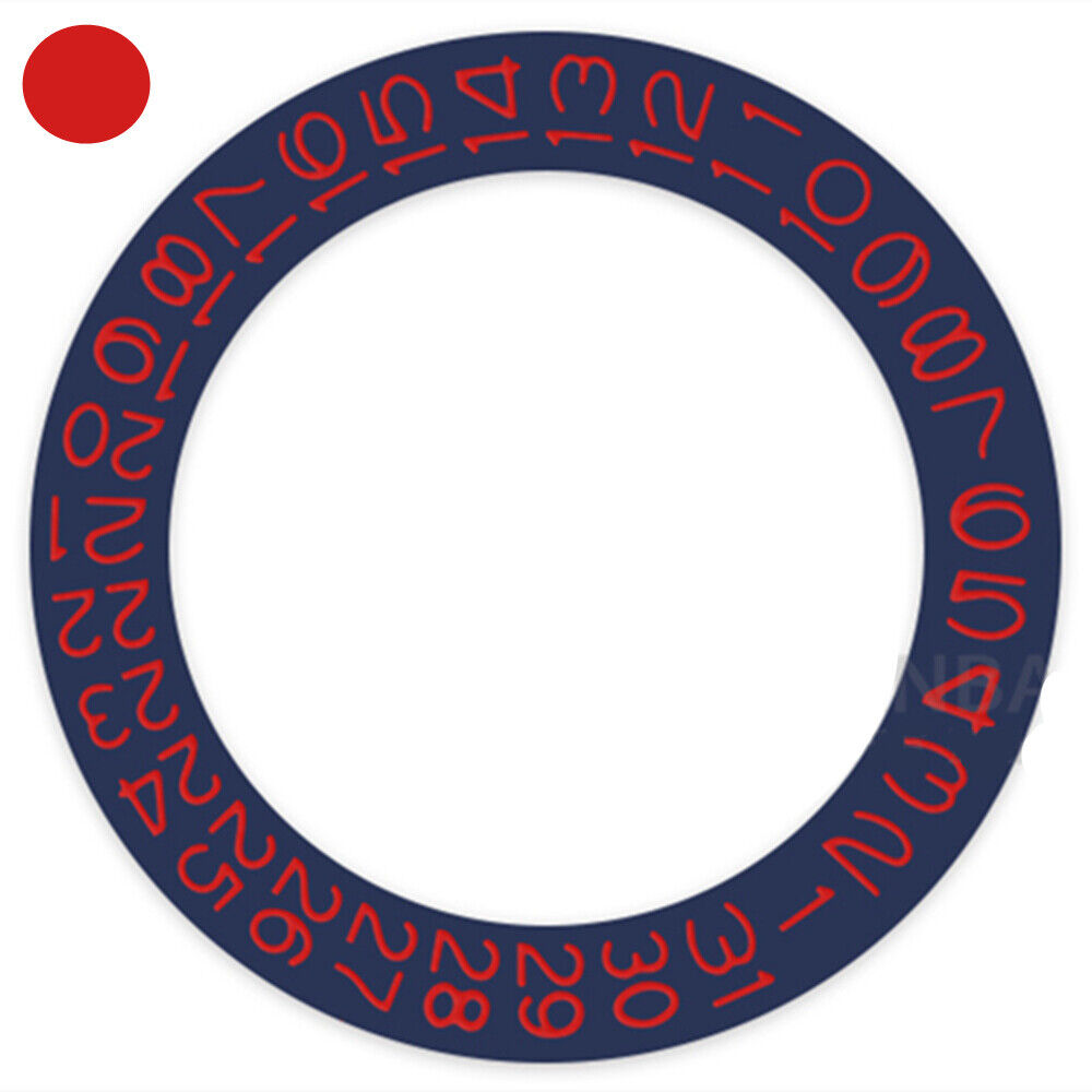 Denim blue background watch date wheel with chili red font by Miyota for NH35 NH36 models