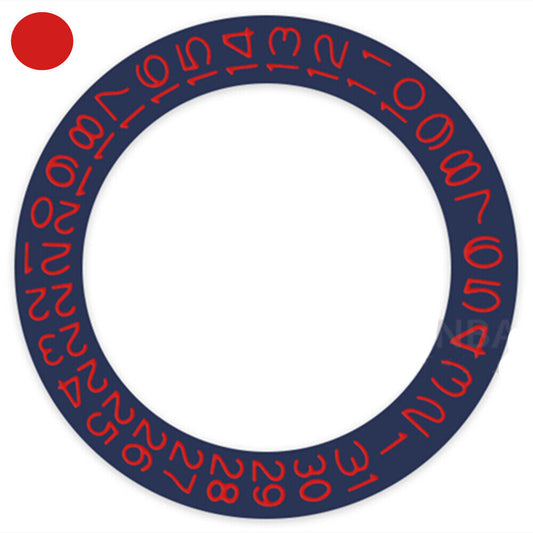 Denim blue background watch date wheel with chili red font by Miyota for NH35 NH36 models