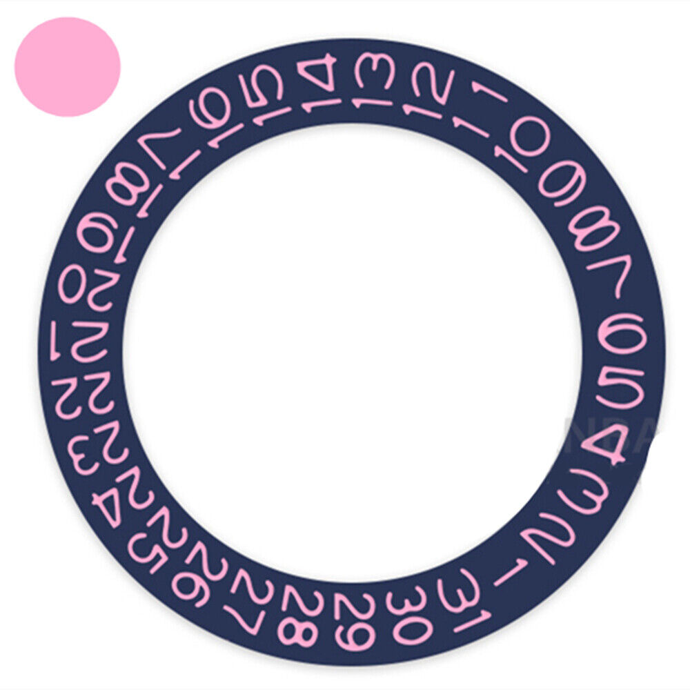 Denim blue background date wheel with carnation pink font for Miyota NH35 NH36 watches