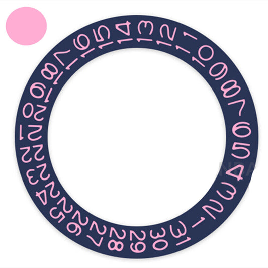 Denim blue background date wheel with carnation pink font for Miyota NH35 NH36 watches
