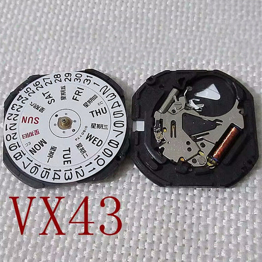 Hattori Epson VX43 quartz watch movement with Chinese English characters for precise timekeeping.