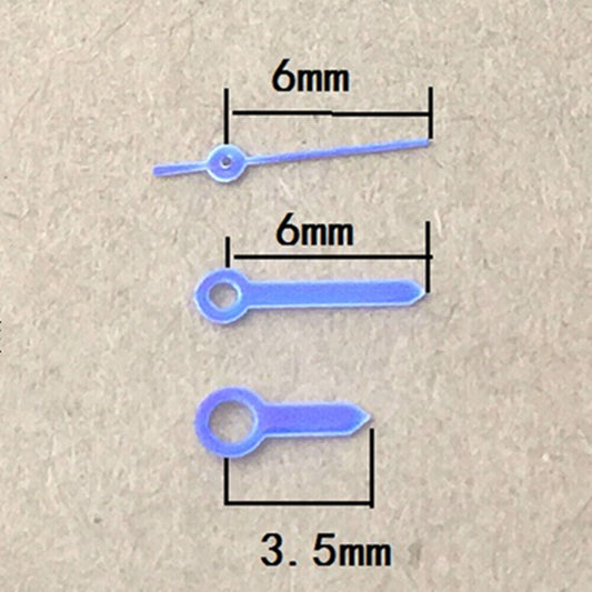 6mm polished purple watch hands for Ronda 763 quartz movement, sleek and vibrant design.