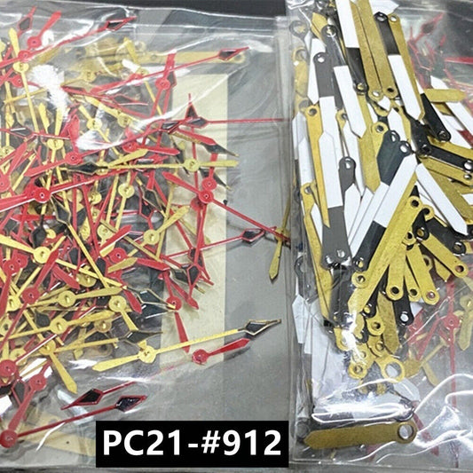 Set of 100 red second watch hands for Hattori Epson PC21 quartz movements, precise timing parts.