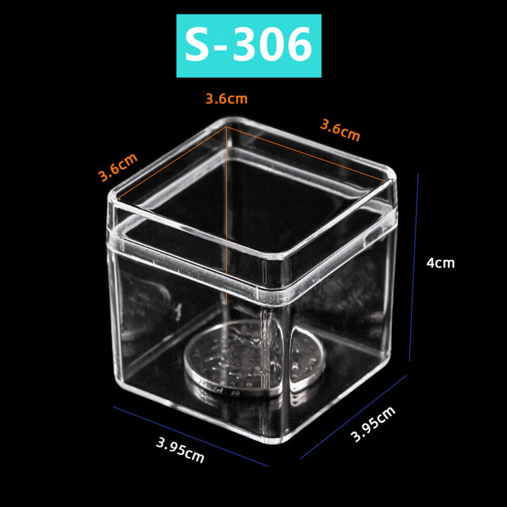 1. Ten-piece set of 40x40mm clear PS storage cases with lids for toolbox organization.  