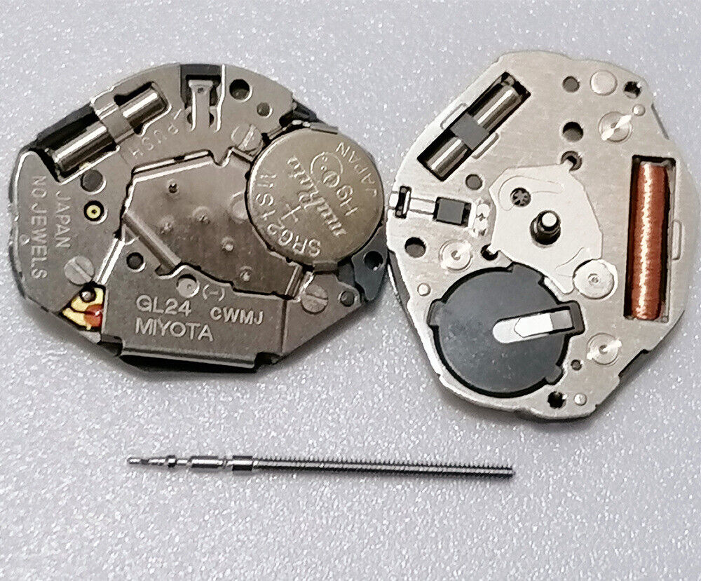 Miyota GL24 Japan Quartz Movement, silver watch accessory with 2 hands, precise timekeeping by Miyota.