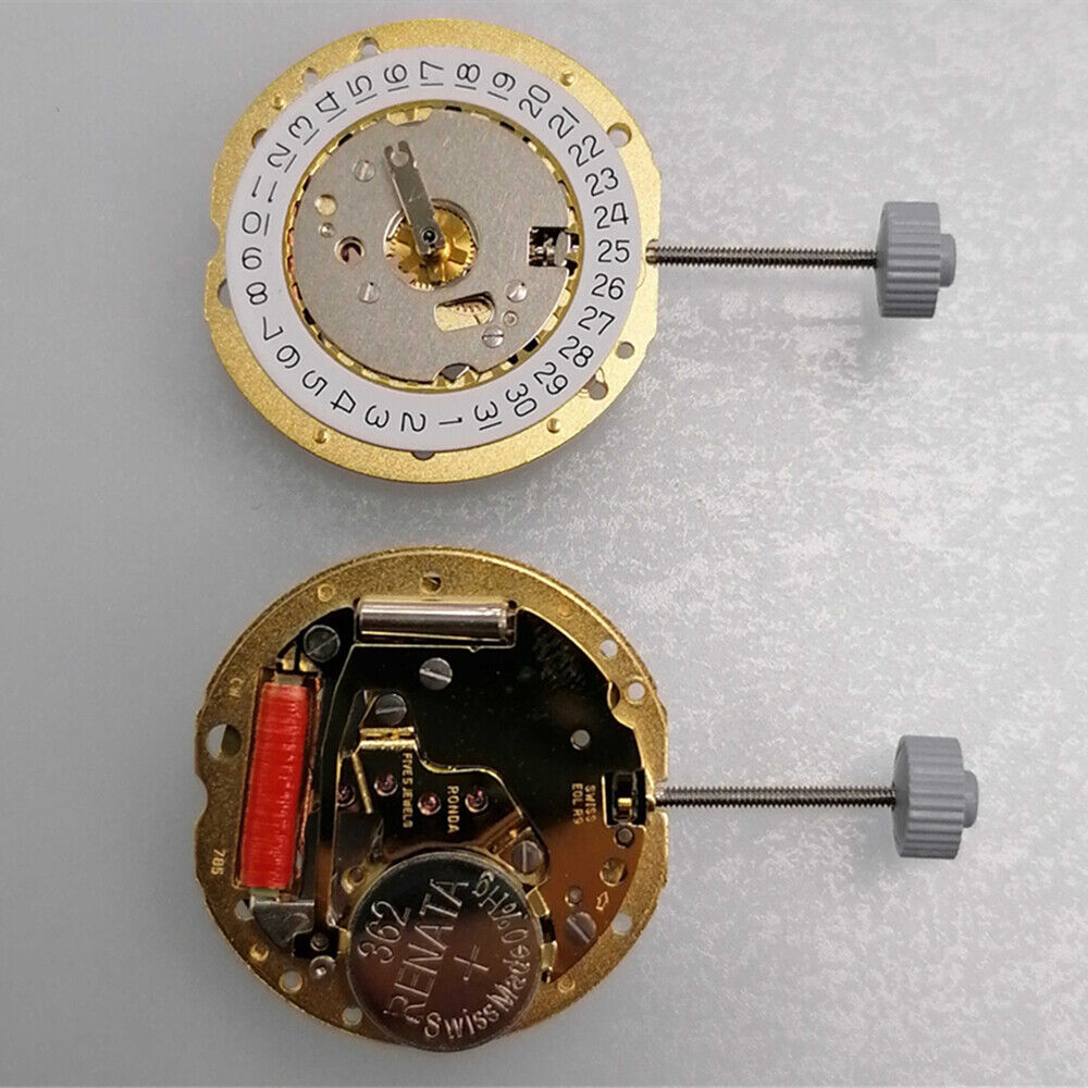 Ronda 785 Swiss Made 3 Hands Quartz Watch Movement with Date at 3 for precise timekeeping