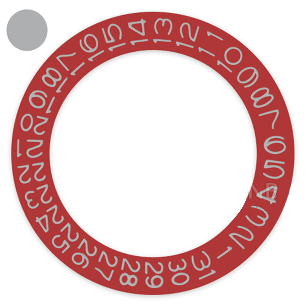 Red background date wheel with light grey font, compatible with Miyota NH35 NH36 watches, precision accessory.