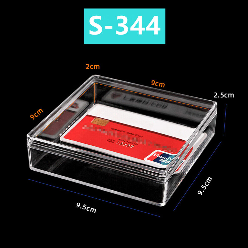 1. Transparent PS toolbox container with lid and base, 95x95mm storage case for organizing small items.  