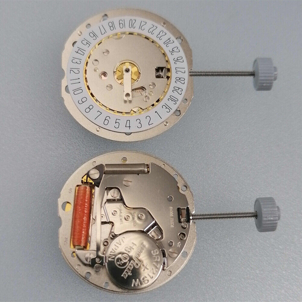 Ronda 785 Swiss quartz watch movement with date at 6, 3-hand design, precise timekeeping.