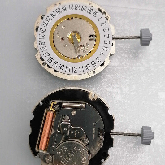Ronda 705 3-hand quartz watch movement with date at 6, Swiss precision parts by HCP2