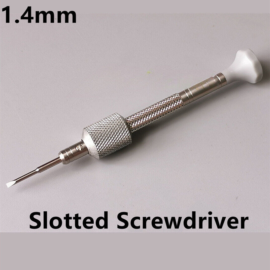 China Made 1.4mm slotted screwdriver for watch repair, ideal for precise adjustment on drum barrels.