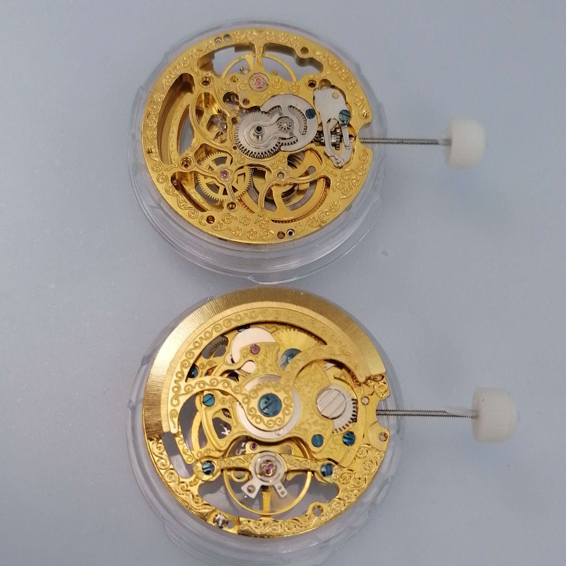 Shanghai Golden Mechanical watch movement with 3 hands, hollow design for precise timekeeping.