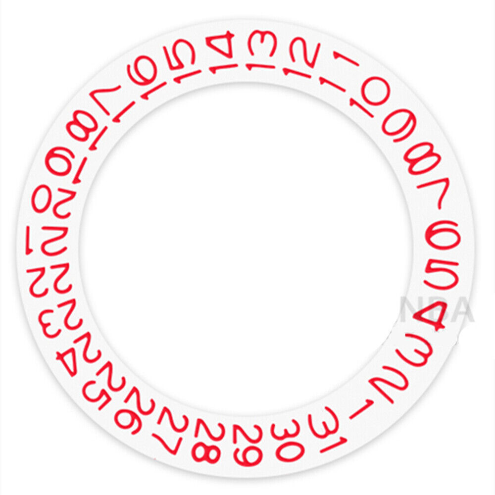 Red character date wheel on white background, compatible with Miyota NH35 NH36, Date@3 position.