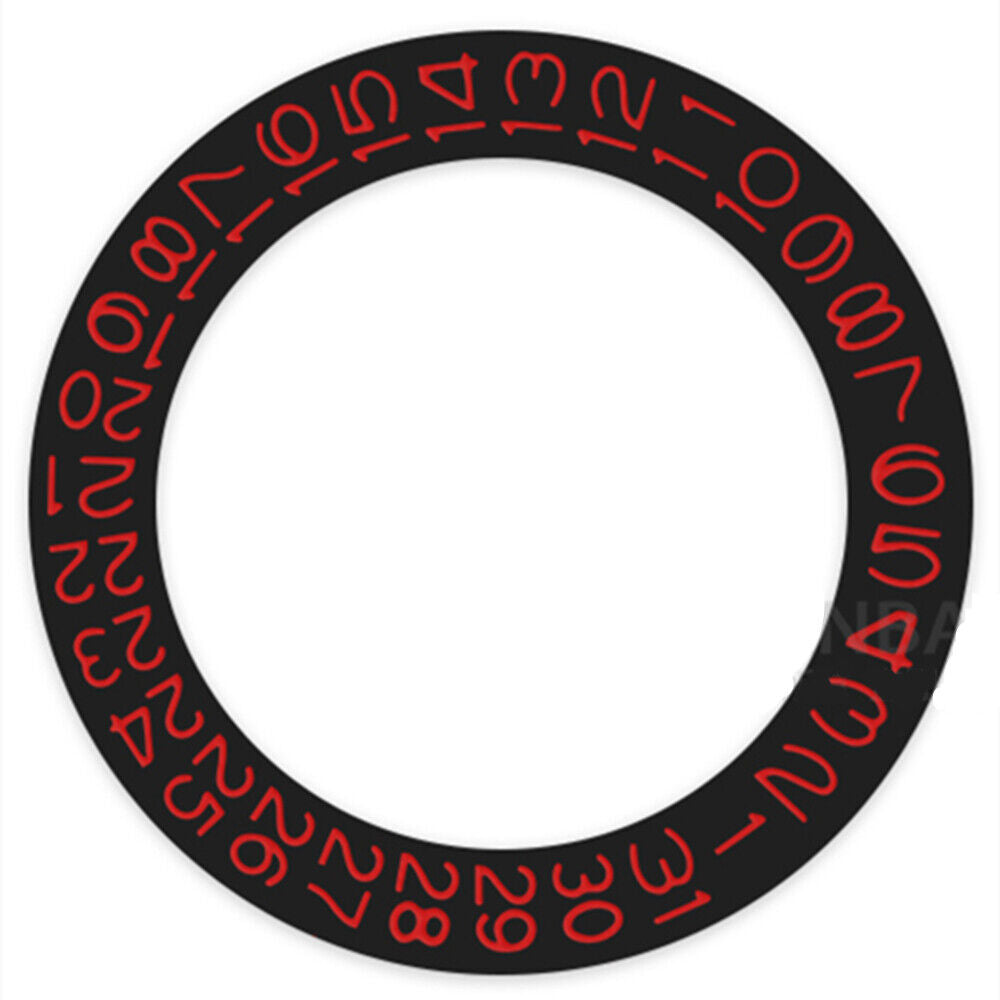 Red date wheel with black background for Miyota NH35 NH36 watches, enhancing timekeeping precision.