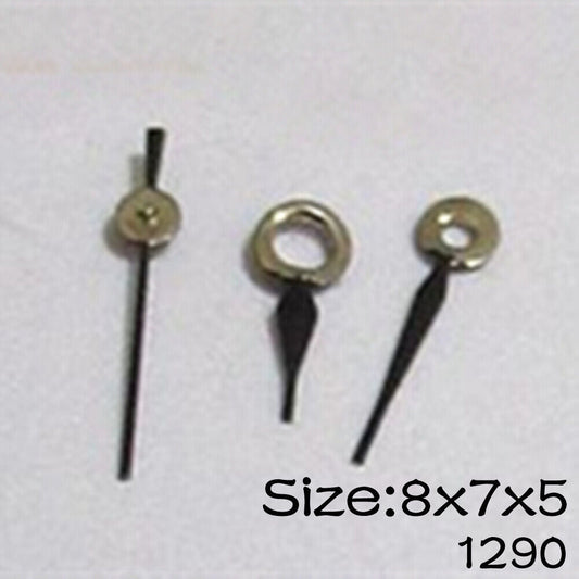 Black watch hands set for Miyota 2015 movement, 8mm/7mm/5mm lengths, precise fit by NO.1290.