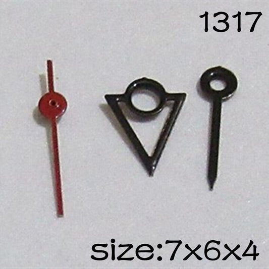 Black watch hands set for Miyota 2015 movement, lengths 7mm/6mm/4mm, precision fit by NO.1317 brand.