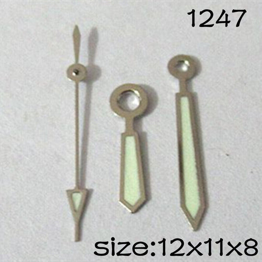 Luminous watch hands set for Miyota 2115 movement in 12mm, 11mm, and 8mm lengths