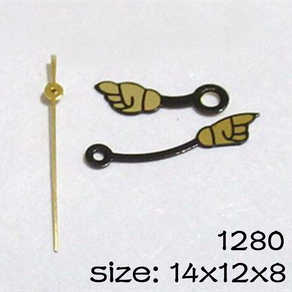 Set of Miyota 2015 watch hands in black with 14mm/12mm/8mm lengths for precise timekeeping.