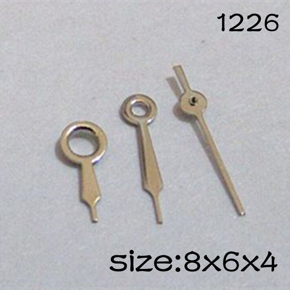Silver watch hands set for Miyota 2035 movement, 8mm/6mm/4mm lengths, precision fit by NO.1226.