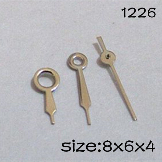 Silver watch hands set for Miyota 2035 movement, 8mm/6mm/4mm lengths, precision fit by NO.1226.