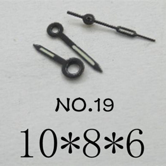 Luminous watch hands set for Miyota 2035, 10mm/8mm/6mm lengths, enhancing visibility and style.
