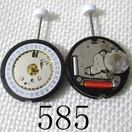 Ronda 585 quartz watch movement with date function at 3 o'clock for repairs