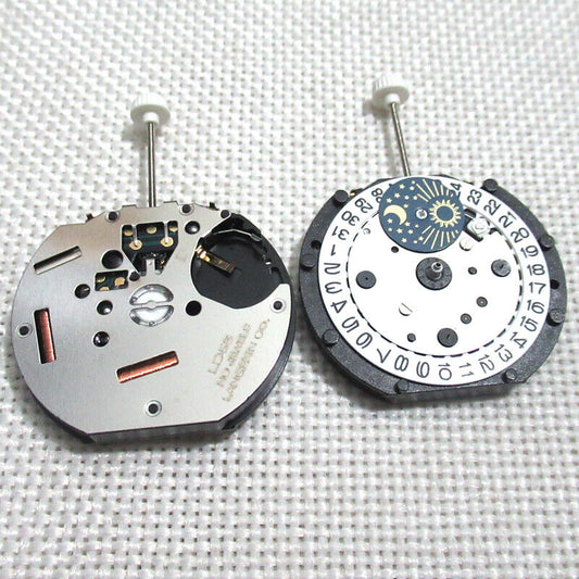 LD53X Quartz Movement watch part with small seconds at 3, 6, and 9; precise repair component.