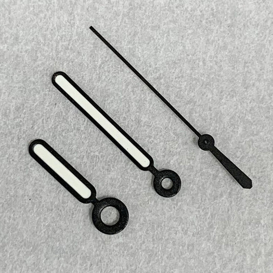 Green luminous watch hands set with black trim for NH35A/NH36A movement, BB11 brand precision.