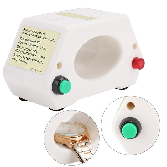 Mechanical watch demagnetizer tool, ideal for adjusting and repairing watches, 115-230V power.
