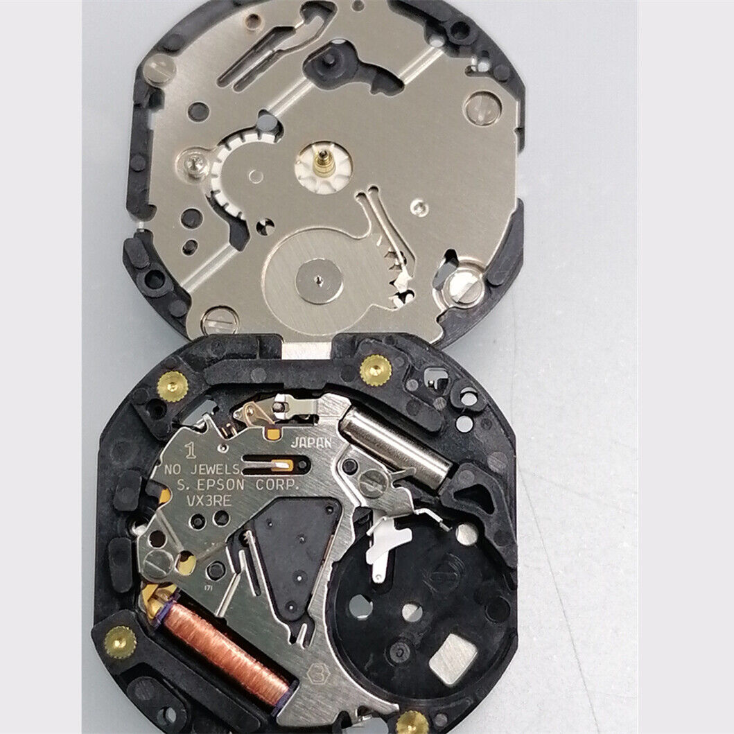 Hattori Epson VX3RE quartz movement for precise timekeeping, Japan-made watch accessory.