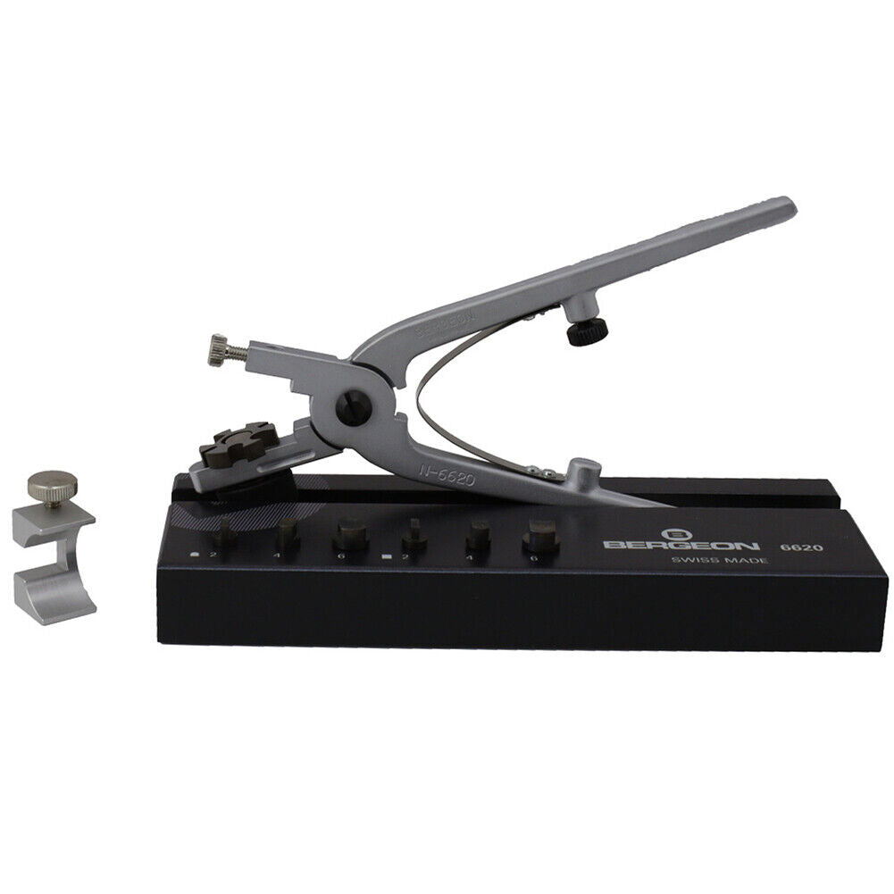 Bergeon 6620 precision watch band notching pliers for detailed strap adjustments and repairs.