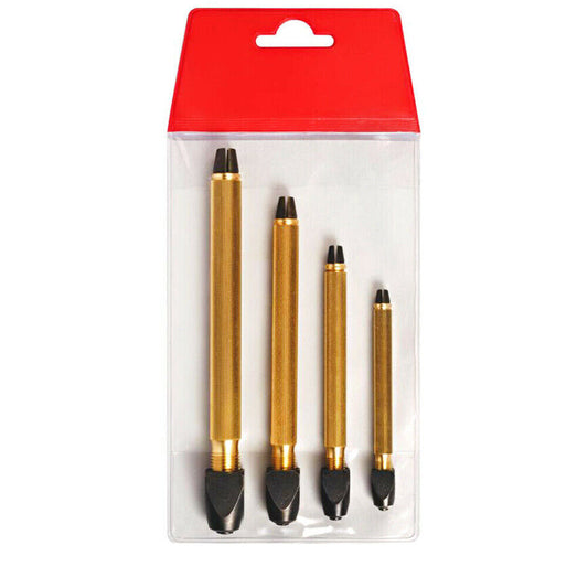 Horotec MSA02.026 pin vice set with 4 square head tools for precise watchmaker repairs and adjustments.