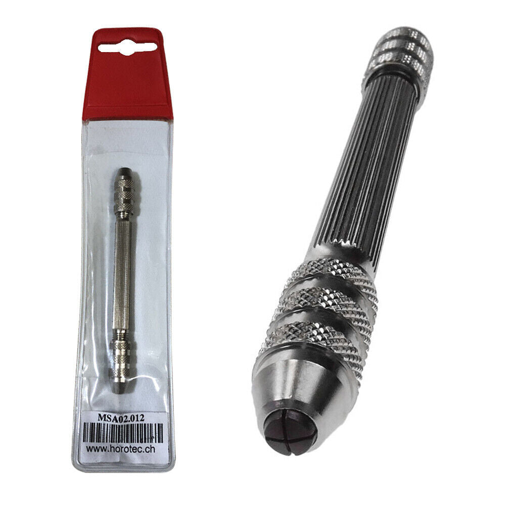 Horotec MSA02.012 double pin vise for watchmakers, precise grip tool like Bergeon 5679, ideal for delicate watch repairs.