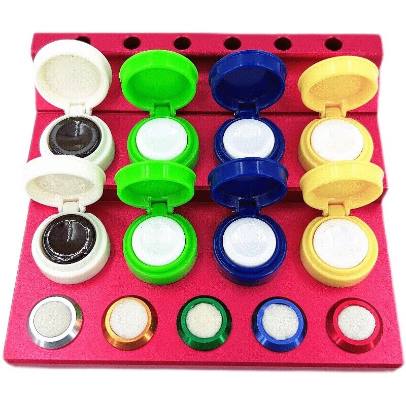 Die-cast alloy oil cup stand with 8 containers for watch repair, model 30180, durable and precise.