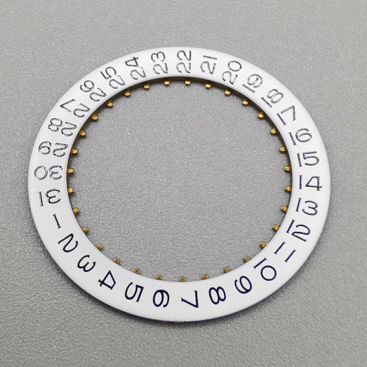 Black font white date disk wheel for ETA2836 movement, date display at 3 o'clock, watch part accessory.