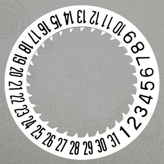 Black font white date disk wheel for NH36 movement, date at 6 o'clock, compatible watch part.