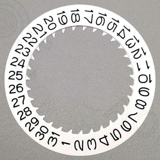 Black font date disk wheel with white background for NH36 movement, date window at 9 o'clock.