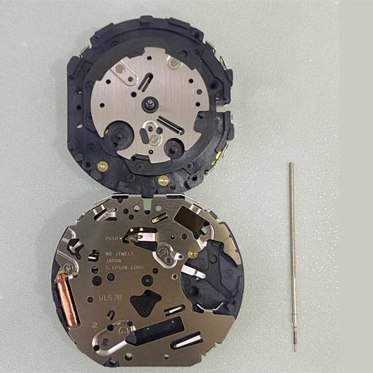 Hattori Epson VL57A quartz watch movement, precision Japan-made mechanism for accurate timekeeping.