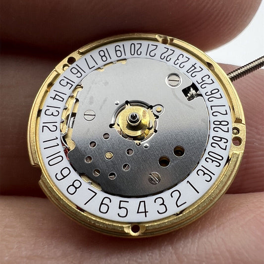 ETA F03.111 quartz watch with Swiss movement, 3 hands, date at 6, ideal for precise timekeeping.