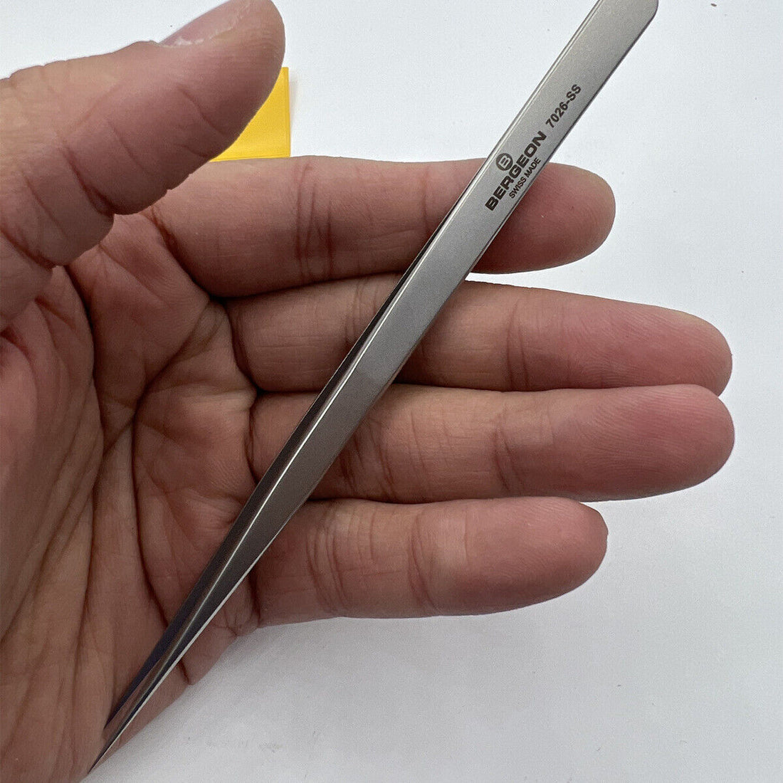 Bergeon 7026-SS antimagnetic tweezer with narrow, fine stainless steel points for precision watch accessory handling