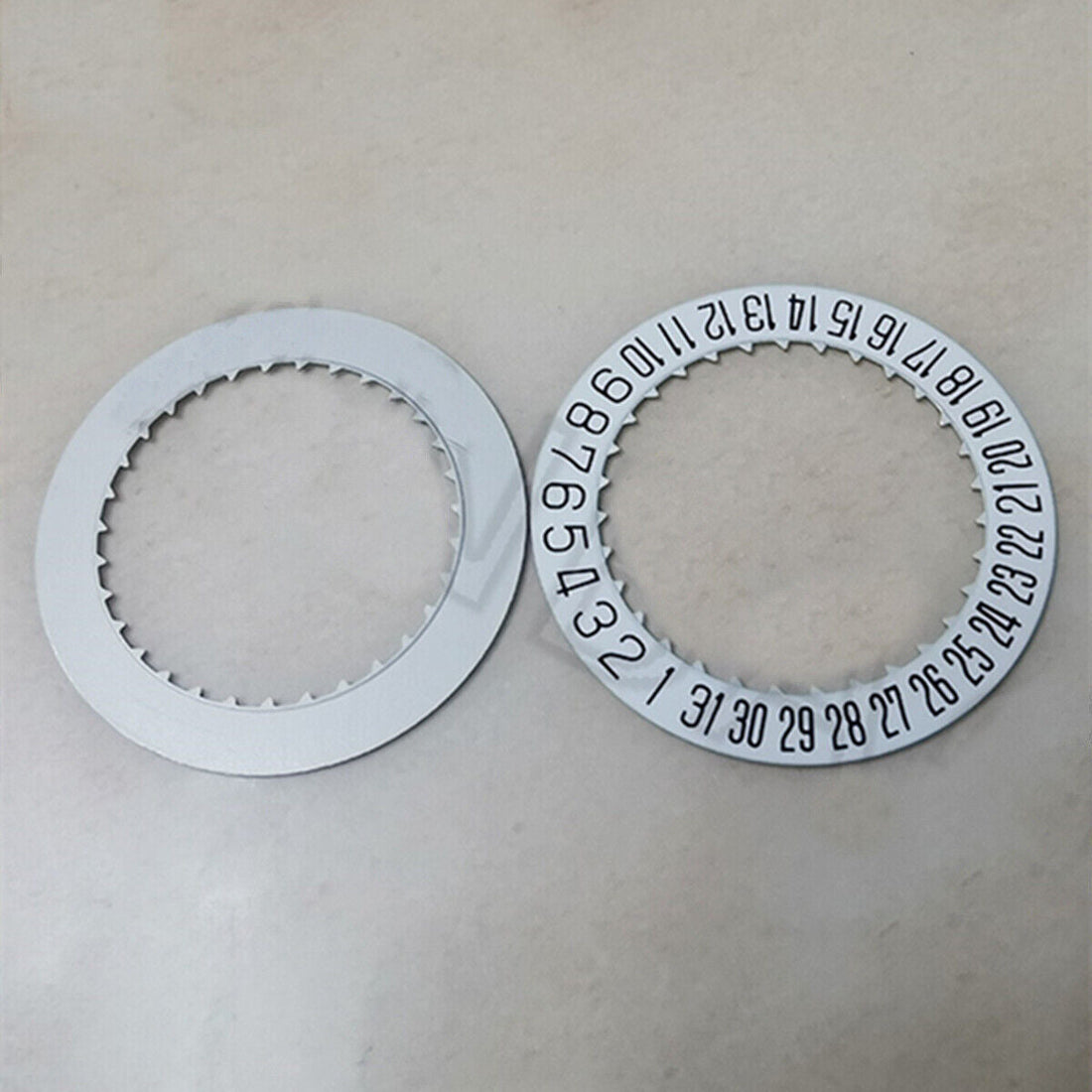 White Date Wheel Overlay for 9015 Movement, Date at 6, compatible watch accessory.