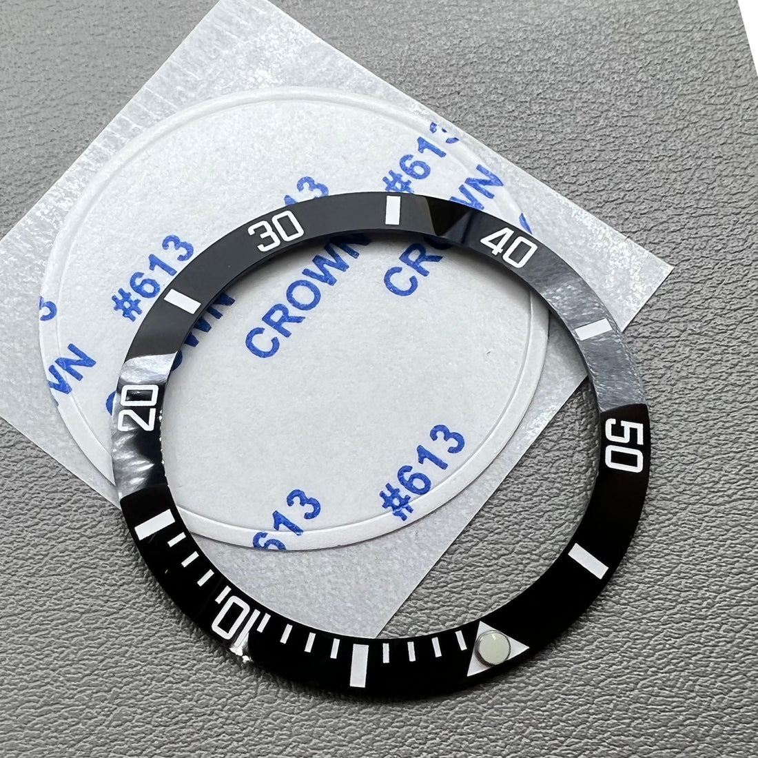 38mm black ceramic GMT bezel insert for SUB watches, dull polished finish.