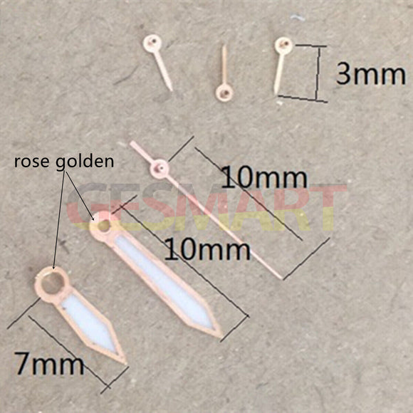 Rose Gold Trim 10mm Luminous Watch Hands for Miyota OS10 OS20 OS22 OS60 OS80