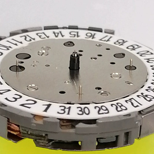 Japan Made Miyota JS26 quartz watch movement with small second subdials at 3, 6, and 9 o'clock positions.