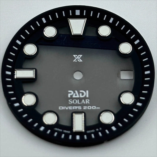 Gradual black diving Datejust watch dial with green luminous markers, compatible with VS42 movement.