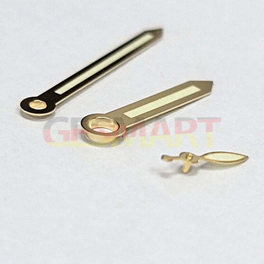 Green luminous golden trim watch hands for ST3600/ST3620 ETA6497/6498 mechanical movement replacement.