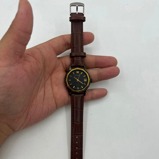 Shanghai 37mm manual mechanical watch with single calendar, black case, classic design for everyday wear.
