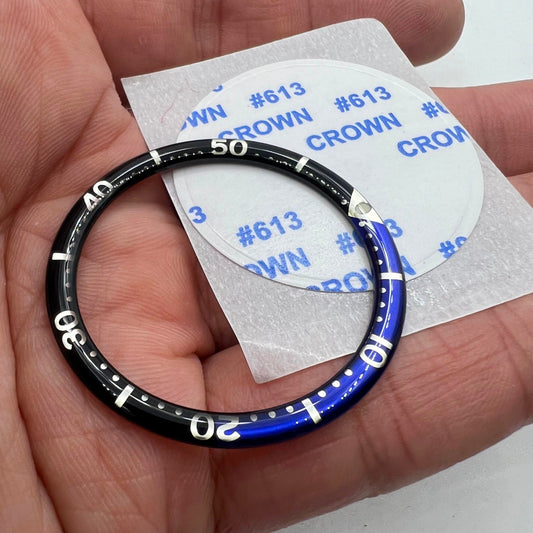 Black Blue Circular Arc Bevel Aluminium Watch Bezel Insert, 39mm/32.2mm, for precise watch customization